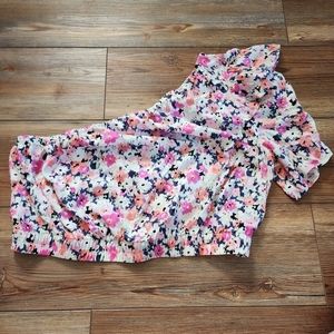 Universal Thread Crop Top Womens L One-Shoulder Floral